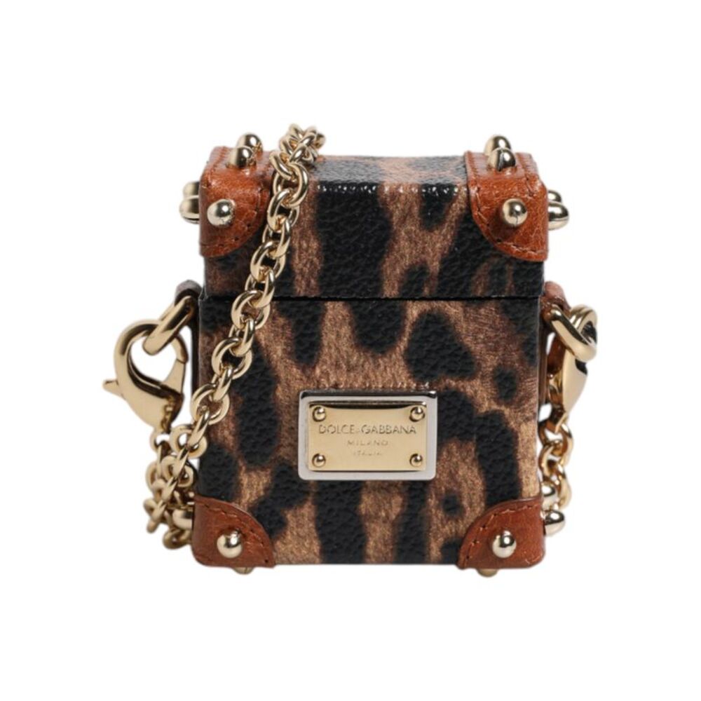 Dolce & Gabbana Leopard Print Box Bag with Gold Accents